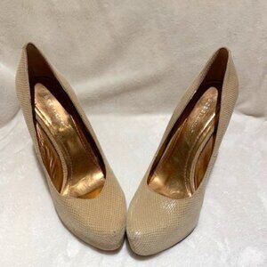 BCBGeneration Closed Toe Heels, Size 10, faux reptile platform super high